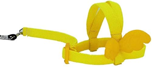 TBWHL Adjustable Parrot Bird Harness Leash Set Anti-bite Training Harness for Parrots Outdoor Flying Rope for Pigeon Grey Parrot Midsize Sulphur-Crested Cockatoo L (Yellow)