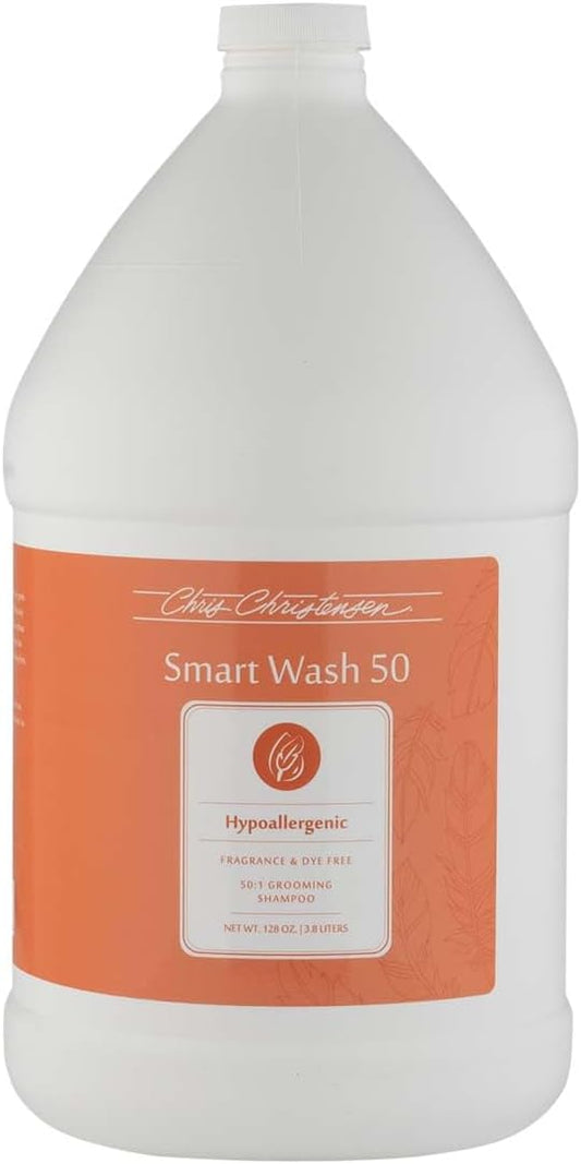 Chris Christensen SmartWash50 Hypo-Allergenic Ultra Concentrated Dog Shampoo, Makes up to 50 Bottles, Groom Like a Professional, Delightfully Fragranced, Suitable for All Coats, Made in The USA, 1gal