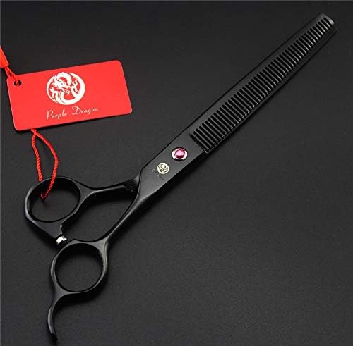 Purple Dragon 8.0 inch Black Professional Pet Grooming Scissors,Dog Straight Shear, Thinning/Blending Scissor & Curved Shear with Bag (Black)