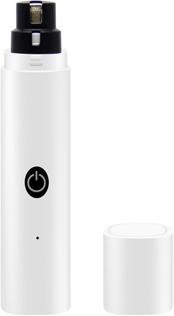 Dog Nail Clipper for Large Dogs - Silent Dog Nail Polisher with LED Light, Speed Sensor, Diamond Head and Dust Collector, 2-Speed Rechargeable - Small Dog Nail Polisher (White)