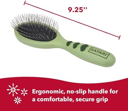 Coastal Pet Safari Wire Pin Brush - No-Slip Plastic Handle for Short and Long Pet Hair - 9.25" x 2.5" Compatible Grooming Tool