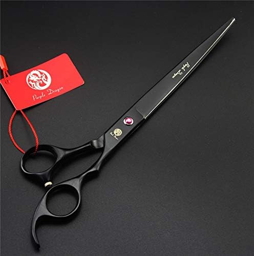 Purple Dragon 8.0 inch Black Professional Pet Grooming Scissors,Dog Straight Shear, Thinning/Blending Scissor & Curved Shear with Bag (Black)
