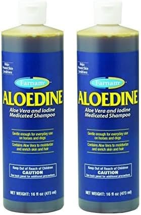 Farnam Medicated Shampoo with Aloe Vera and Iodine | Moisturizing and Gentle | for Horses, Ponies and Dogs | 16 oz (Pack of 2)