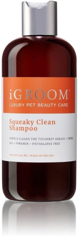 iGroom Squeaky Clean Dog Shampoo, Luxury Pet Beauty Care, Intense Cleaning Power, Chamomile Extracts Sooth Skin, Made in USA (16 OZ)