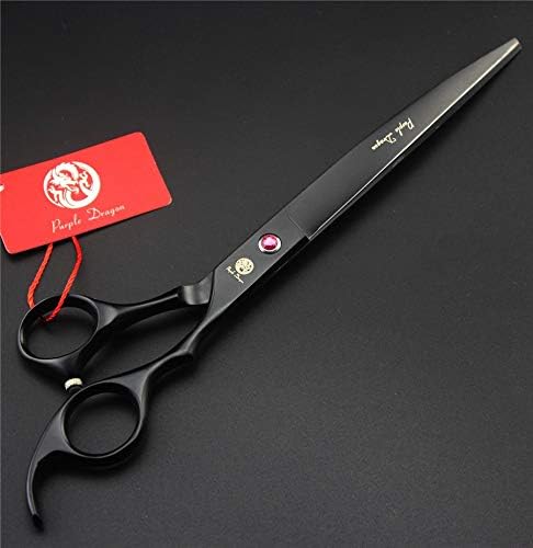 Purple Dragon 8.0 inch Black Professional Pet Grooming Scissors,Dog Straight Shear, Thinning/Blending Scissor & Curved Shear with Bag (Black)