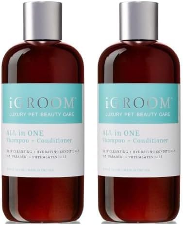 iGroom All-in-One Dog Shampoo + Conditioner, Luxury Pet Beauty Care, Deep Clean All Coat Types, Hydrate and Condition Coat, Made in The USA, 16 oz (Pack of 2)