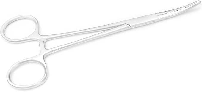 Professional Stainless Steel Pets Dogs Cats Hemostat Forceps Scissors Ear Hair Clamp Pulling Shears Plier Pet Dog Trimmer Accessories Straight Curved Silver (6.5 Inch Curved)