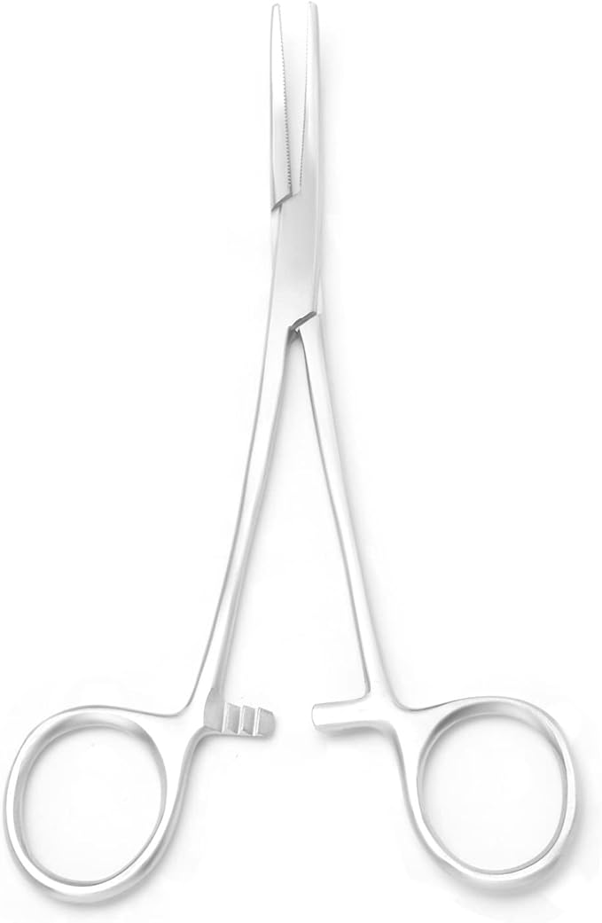 Professional Stainless Steel Pets Dogs Cats Hemostat Forceps Scissors Ear Hair Clamp Pulling Shears Plier Pet Dog Trimmer Accessories Straight Curved Silver (6.5 Inch Curved)