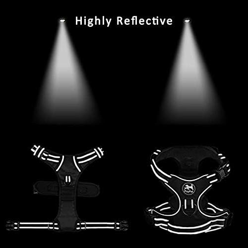 PoyPet No Pull Dog Harness, No Choke Front Clip Dog Reflective Harness, Adjustable Soft Padded Pet Vest with Easy Control Handle for Small to Large Dogs(Light Blue,L)