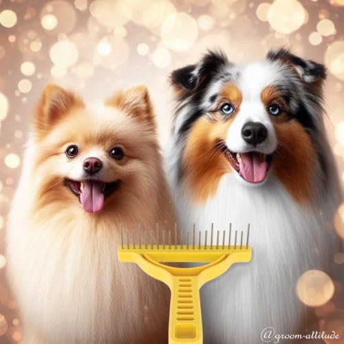 The Untangler Rakes for Grooming and Shedding -silky smooth rotating teeth to easily collect loose hair (Blue, Shedding)