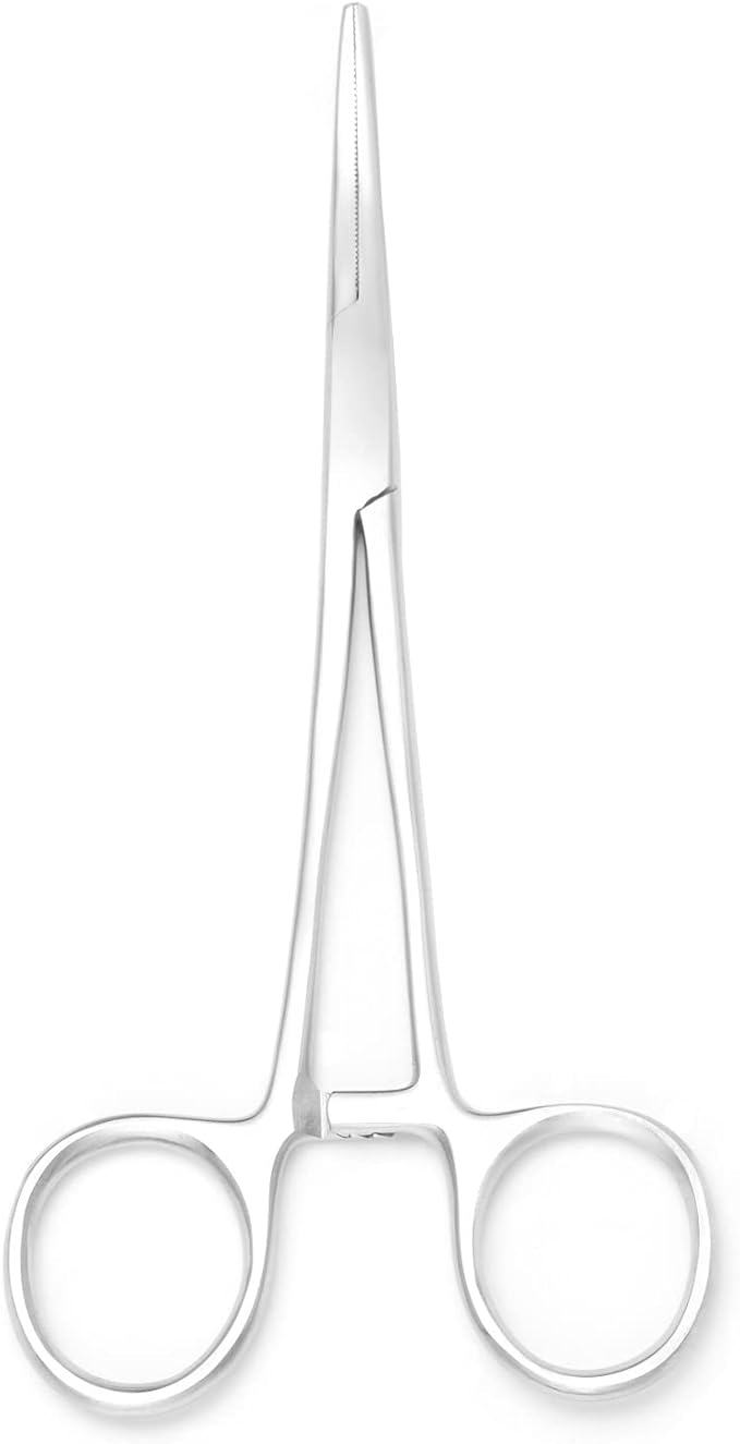 Professional Stainless Steel Pets Dogs Cats Hemostat Forceps Scissors Ear Hair Clamp Pulling Shears Plier Pet Dog Trimmer Accessories Straight Curved Silver (6.5 Inch Curved)