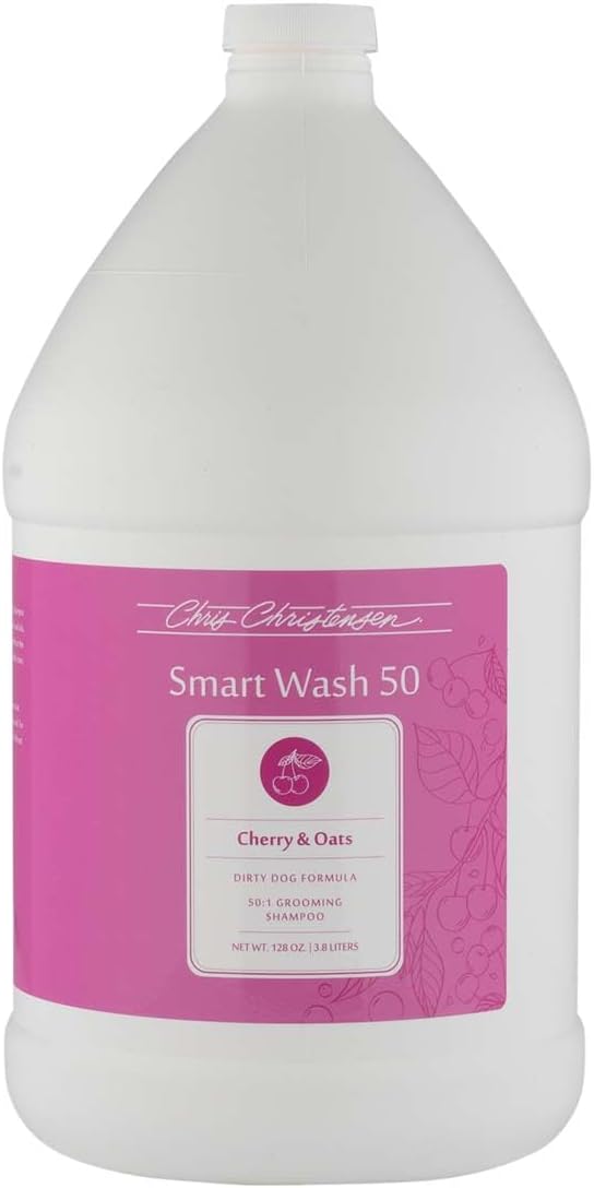 Chris Christensen SmartWash50 Ultra Concentrated Dog Shampoo, Makes up to 50 Bottles, Groom Like a Professional, Delightfully Fragranced, Suitable for All Coats, Made in The USA (Cherry Oats)