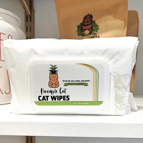 Pineapple Cat Grooming Wipes - Gentle Cat Cleaning Wipes - Hygienic Grooming Tool for Cats Ears, Paws, Bum, and Fur