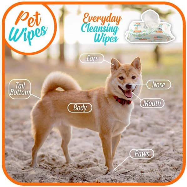 Txakur pet Wipes for Dogs and Cats Hypoallergenic Natural Products for Cleansing from Nose to Tail 400ct 8x7in Wipes in Packs of 100 Wipes Perfect for Grooming and Cleaning Made in The USA