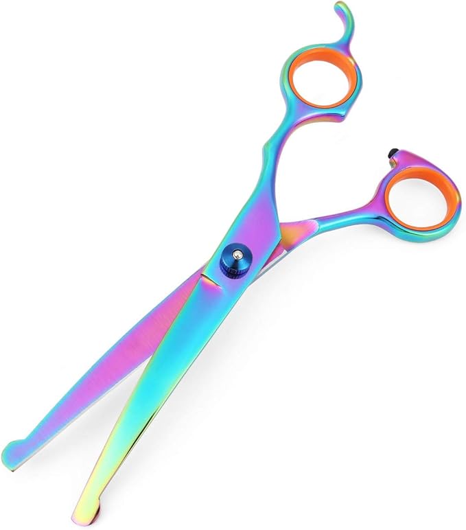 Mogoko Cat Dog Curved Scissors with Safe Round Tip, Stainless Steel Pet Grooming Shears