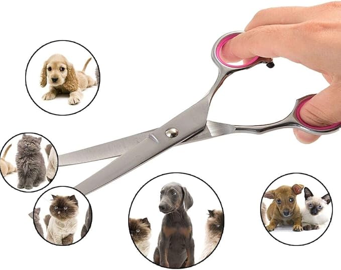 Dog Grooming Scissors Curved 7 Inch Stainless Steel with Safety Round Tips Professional Pet Grooming Shears for Dogs and Cats