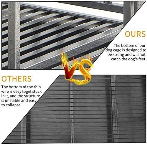 LUCKUP 42" Heavy Duty Dog Cage Metal Kennel and Crate for Medium and Large Dogs Pet Playpen with Four Lockable Casters Indoor Silver