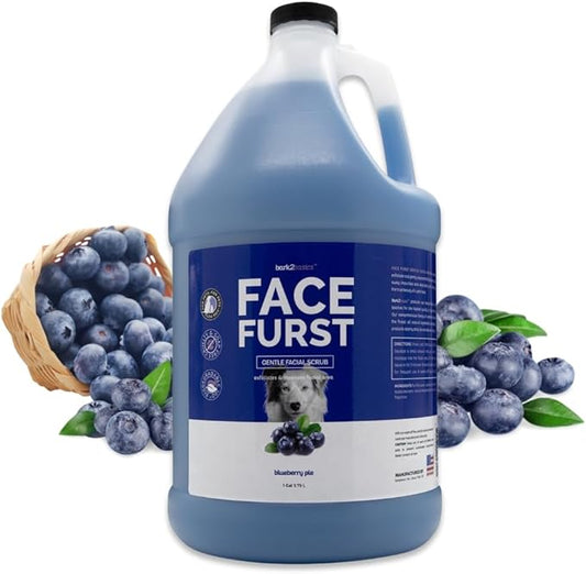 Bark2Basics Face Furst Scrub Dog Shampoo | 1 Gallon, Exfoliates and Gently Cleans Facial Area, Helps Remove Tear Stains, Washes Away Impurities and Dead Skin Cells, Soap and Cruelty Free