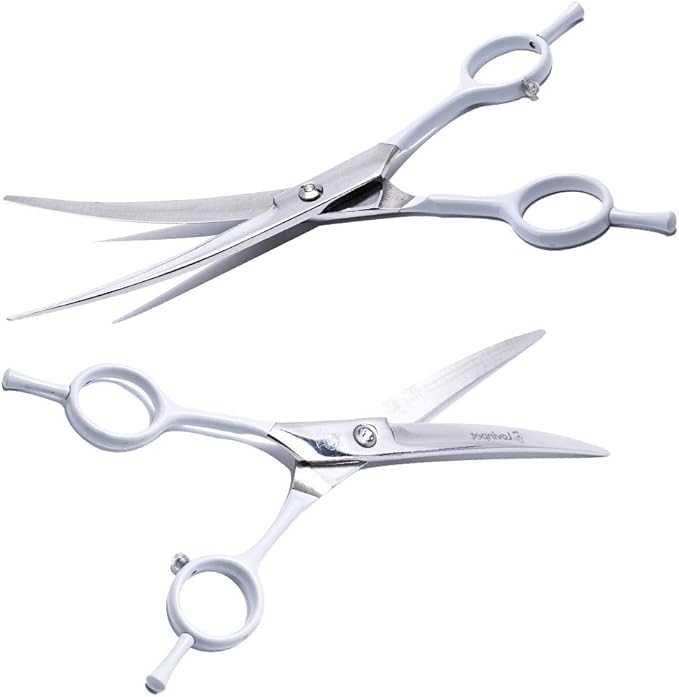 LovinPet Dog Grooming Scissors/6CR grooming Scissors for Dogs/curved Scissors for Dog Grooming/dog Scissors Grooming/left/right-handed Safety Blunt-tip Dog Scissors for Grooming Eyes for Dogs And Cats
