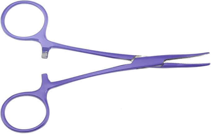 LILYS PET Pet Colourful Stainless Steel Hemostat Hemostatic Forcep,Pet Ear Hair Pull Forcep,Bend head and Straight head kit (Purple, 14cm)