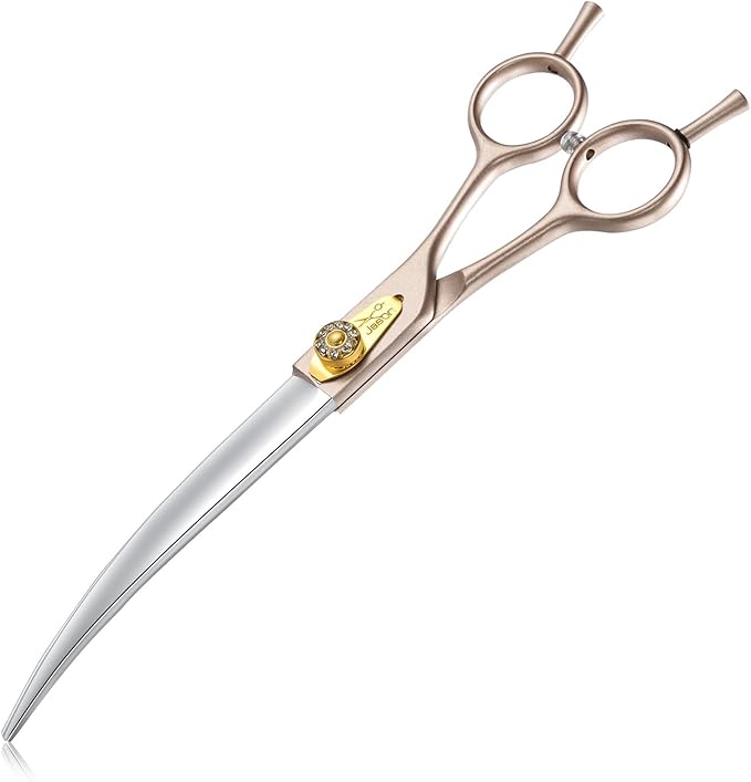 JASON 7.5" Dog Grooming Scissors - Professional Curved Shear with Ergonomic Handle Japanese 440C Stainless Steel Pet Scissor with Diamond Screw for Dogs, Cats and Other Animals