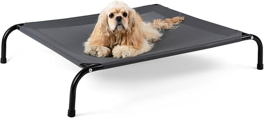 Cooling Elevated Dog Bed Cot for Medium Dogs, Outdoor Raised Dog Bed with Washable Breathable Mesh, Durable Pet Hammock with Non Slip Feet, Grey, 41 inches