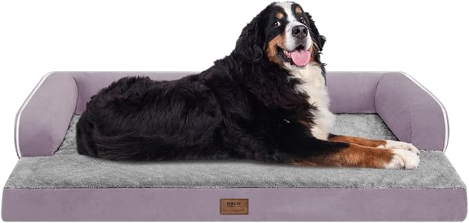 Large Dog Bed Orthopedic Washable, Orthopedic Dog Beds for Large Dogs with Washable Cover, Removable Bolster and Non-Slip Bottom Purple Large Dog Beds for XXXLarge Extra Large Dogs