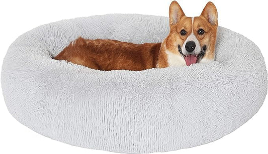 JOLLYVOGUE Dog Beds, Calming Large Dog Bed, Anti-Anxiety Dog Beds Large Sized Dog, Fluffy Donut Dog Bed, Cozy Dog Cat Cushion Bed for Medium Large Dogs (27"/30"/36")