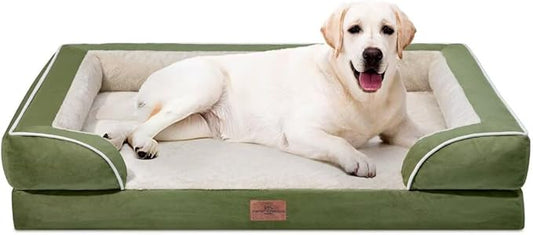 Orthopedic Dog Bed for Jumbo Breed Large Dogs, Jumbo Dog Bed Waterproof, PV Washable Dog Sofa Bed with Removable Cover & Non-Slip Bottom(Jumbo,Light Green)