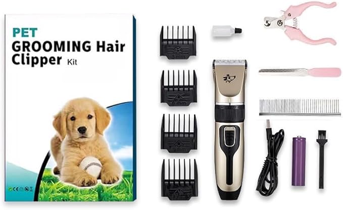 Dog Clippers Grooming Kit and Paw Trimmer,Cordless,Low Noise, Electric Quiet,Rechargeable, Dog Trimmer Grooming, Pet Hair Clippers for Thick Coats,Shaver for Small and Large Dogs Cats