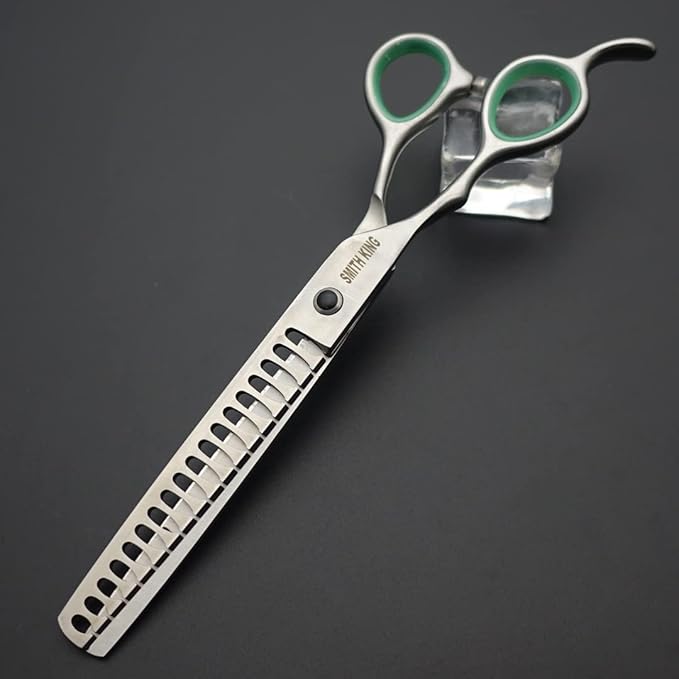 Professional Dog Grooming Shears Set Dogs Straight & thinning & Curved scissors & chunkers Scissorswith comb in 1 Set for Right-handed & Left-handed (7 In. Silvery Left-handed)