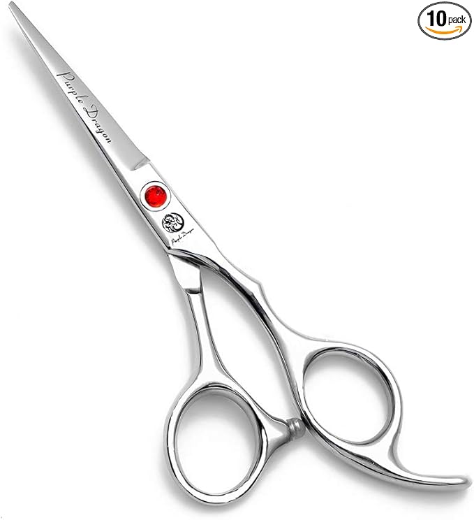 Purple Dragon 4“/5"/5.5"/6"/6.5"/7"/7.5"/8"/9"/10" Sharp Edge Salon Hair Cutting Shears - Pet/Dog Grooming Scissors with Bag - Perfect for Barber or Pet Groomer