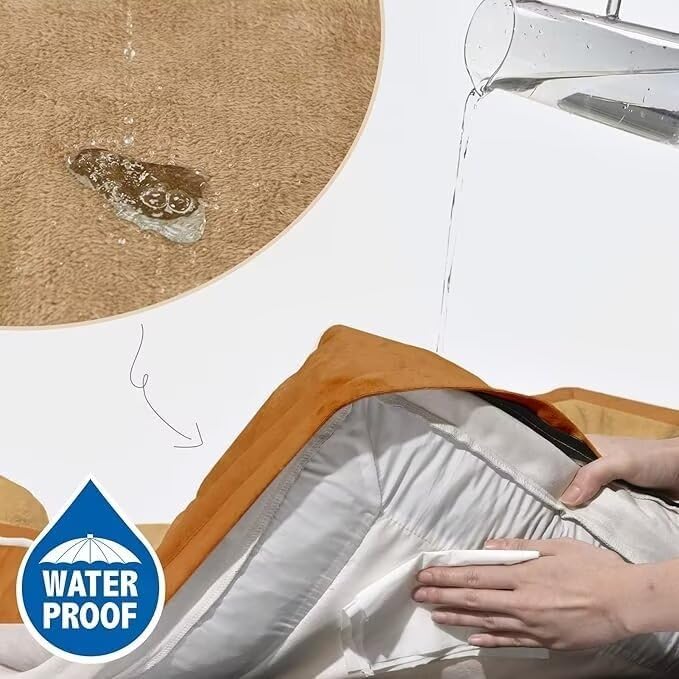 Orthopedic Dog Bed for Extra Large Dogs, PV Washable Dog Sofa Bed Jumbo, Waterproof Dog Bed with Removable Cover & Non-Slip Bottom(Jumbo,Caramel)