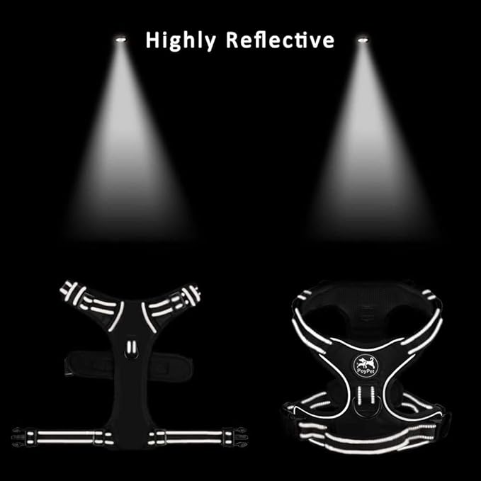 PoyPet No Pull Dog Harness, No Choke Front Clip Dog Reflective Harness, Adjustable Soft Padded Pet Vest with Easy Control Handle for Small to Large Dogs(Green,S)