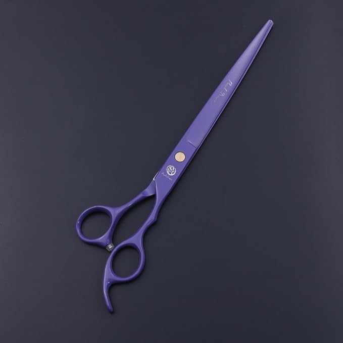 Purple Dragon 8.0 inch Professional Dog Grooming Hair Cutting Scissor &Curved Scissor&Chunker Shear Kit with Bag - for Pet Groomer or Family DIY Pet Use