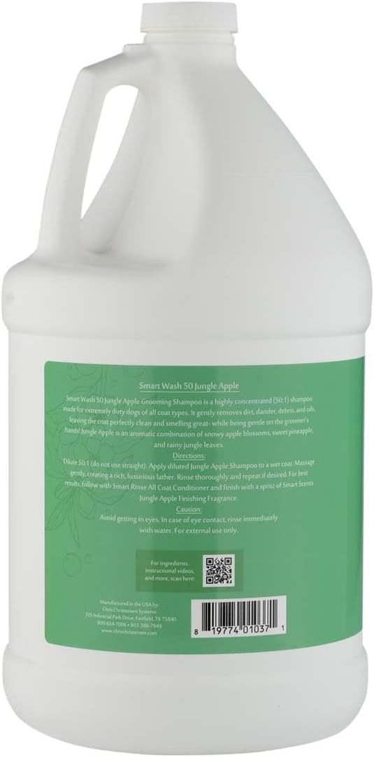 Chris Christensen SmartWash 50 Grooming Shampoo Jungle Apple, Groom Like a Professional, Delightfully Fragranced and Concentrated, Suitable for All Coats, Made in The USA, Gallon