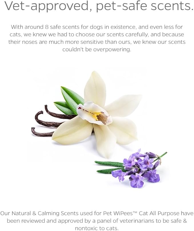 Pet Parents® Pet WiPees™ Cat All Purpose Cat Wipes, Pet Wipes, All Purpose Wipes for Cats & Cat Bath Wipes, Cat Cleaning Wipes (100 Count (Pack of 4), Calming)