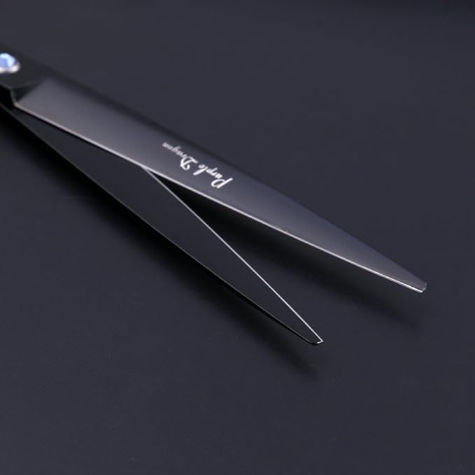 Purple Dragon 8.0 inch Professional Dog Grooming Hair Cutting Scissor &Curved Scissor&Chunker Shear Kit with Bag - for Pet Groomer or Family DIY Pet Use