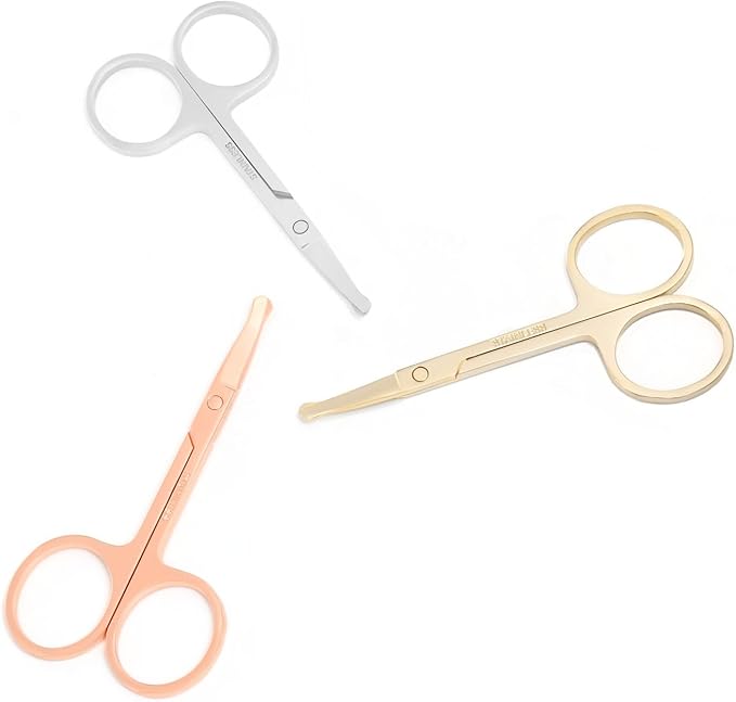 3.5 Inch Silent Pet Grooming Tiny Safety Scissors for Cats & Dogs - Quiet Alternative to Electric Clippers for Sensitive Pets (Silver/Golden/Rose Gold-Curved)