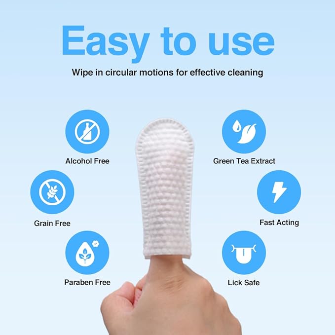 Pack Dog Teeth Cleaning Wipes - No-Rinse Cat Toothbrush, Effective Dog Breath Freshener - Essential Pet Supplies (90 Count - 1.65 in x 3.15 in)