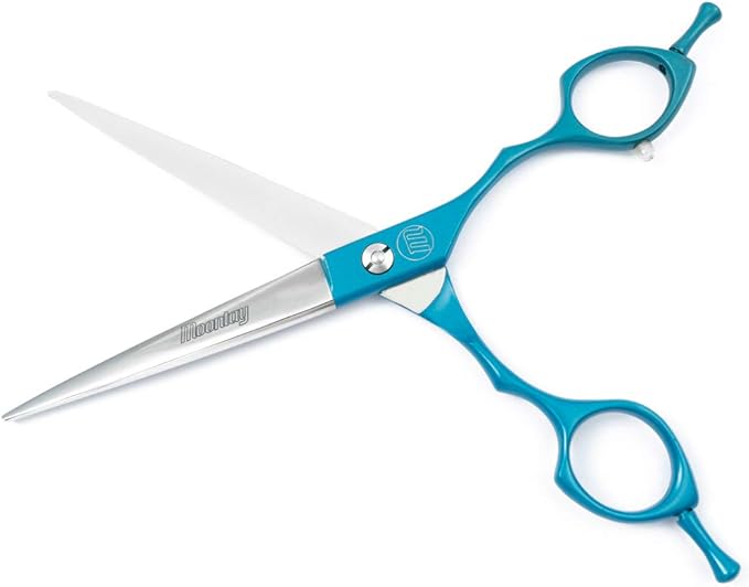 Moontay 6.5" Professional Pet Grooming Scissor, Dog Cat Grooming Shear/Scissor Fur Cutting Shear with Double Finger Rests, 440C Japanese Stainless Steel Grooming Scissor, Blue