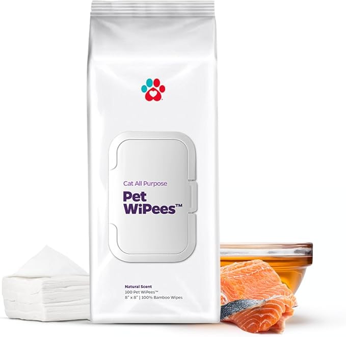 Pet Parents® Pet WiPees™ Cat All Purpose Cat Wipes, Pet Wipes, All Purpose Wipes for Cats & Cat Bath Wipes, Cat Cleaning Wipes (100 Count (Pack of 1), Natural)