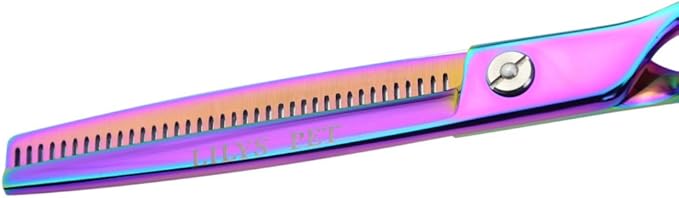 LILYS PET Professional PET Grooming Scissors Kit,Coated Titanium,Sharp and Strong Stainless Steel Blade for Dogs Cats Hair Cutting,3 Pieces of Scissors with a Comb and a Case (7.5 inches, Rainbow)