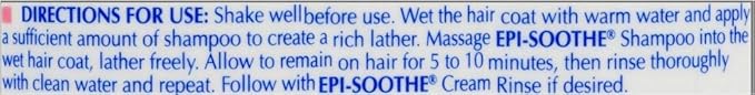 Virbac Epi-Soothe Pet Shampoo For Dogs, Cats & Horses (16 oz) - For Dry or Sensitive Skin