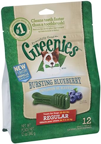 Greenies Bursting Blueberry Dog Dental Treat Regular Size 12 count - Pack of 3