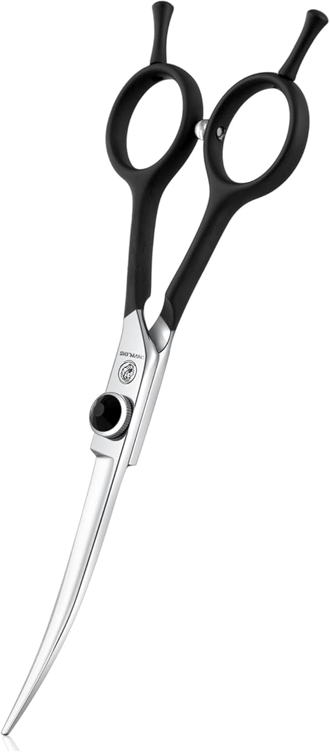 Dream Reach 6" Downward Curved Dog Grooming Scissors for Trimming Face and Paws, Safety Cutting Shears for Pet Dogs and Cats, Professional Pet Grooming Scissors Black