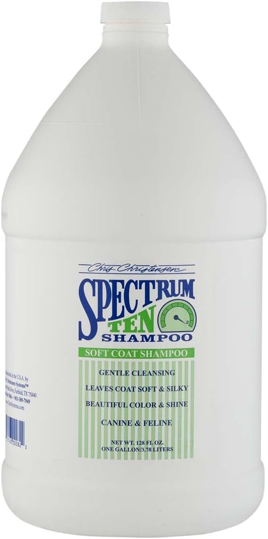 Chris Christensen Spectrum Ten Dog Shampoo, Groom Like a Professional, Gentle Cleansing, Gorgeous Shine, Made in USA, 3.8L