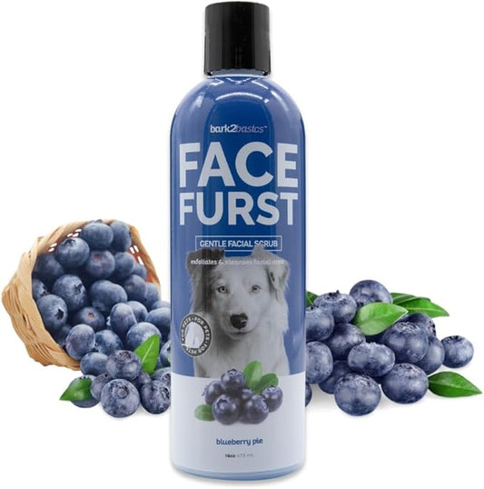 Bark2Basics Face Furst Scrub Dog Shampoo - 16 oz, Exfoliates and Gently Cleans Facial Area, Helps Remove Tear Stains, Blueberry Facial