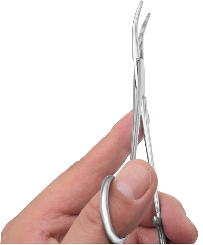 Professional Stainless Steel Pets Dogs Cats Hemostat Forceps Scissors Ear Hair Clamp Pulling Shears Plier Pet Dog Trimmer Accessories Straight Curved Silver (6.5 Inch Curved)