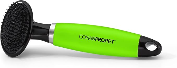 CONAIRPRO Dog & Cat Dog Brush for Shedding, Small Slicker Brush with Reinforced Metal Tips, Ideal for Smaller Breeds Green